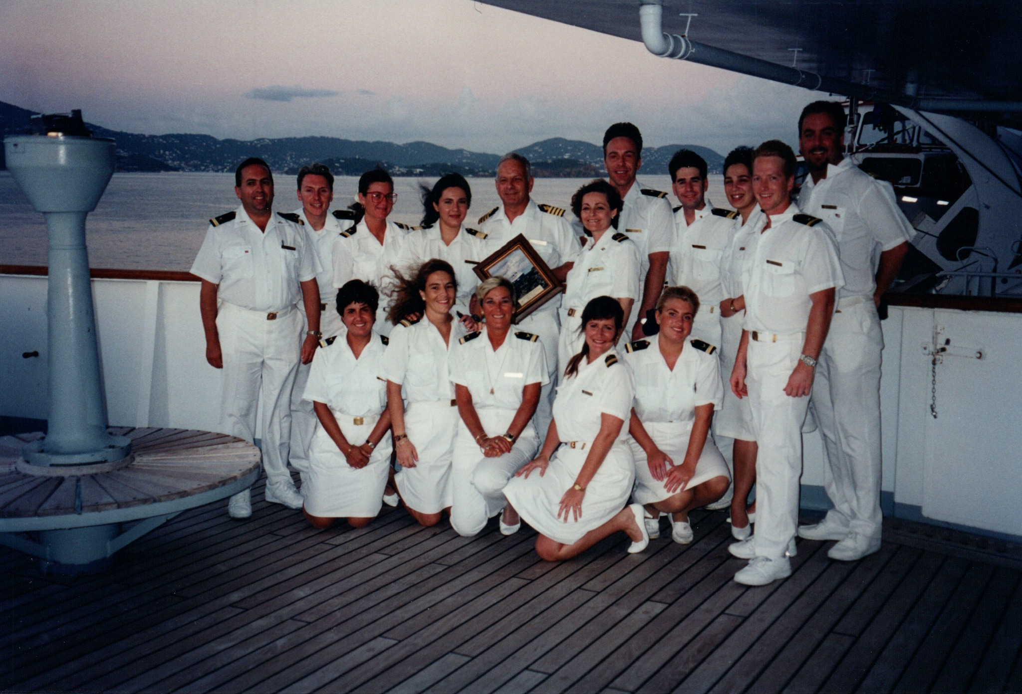 Steve with colleagues from the Purser’s Office aboard the ss Norway in 1994
