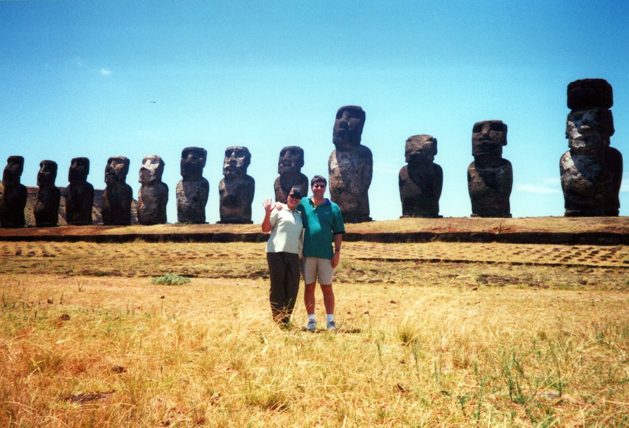Steve among the moai of Easter Island
