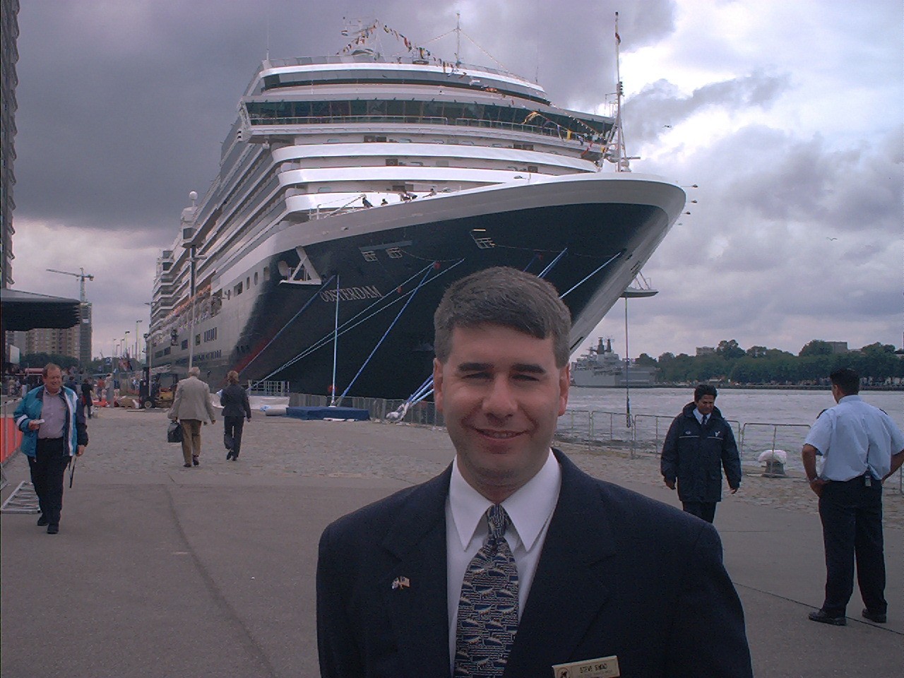 Steve beside Holland America Line’s Oosterdam