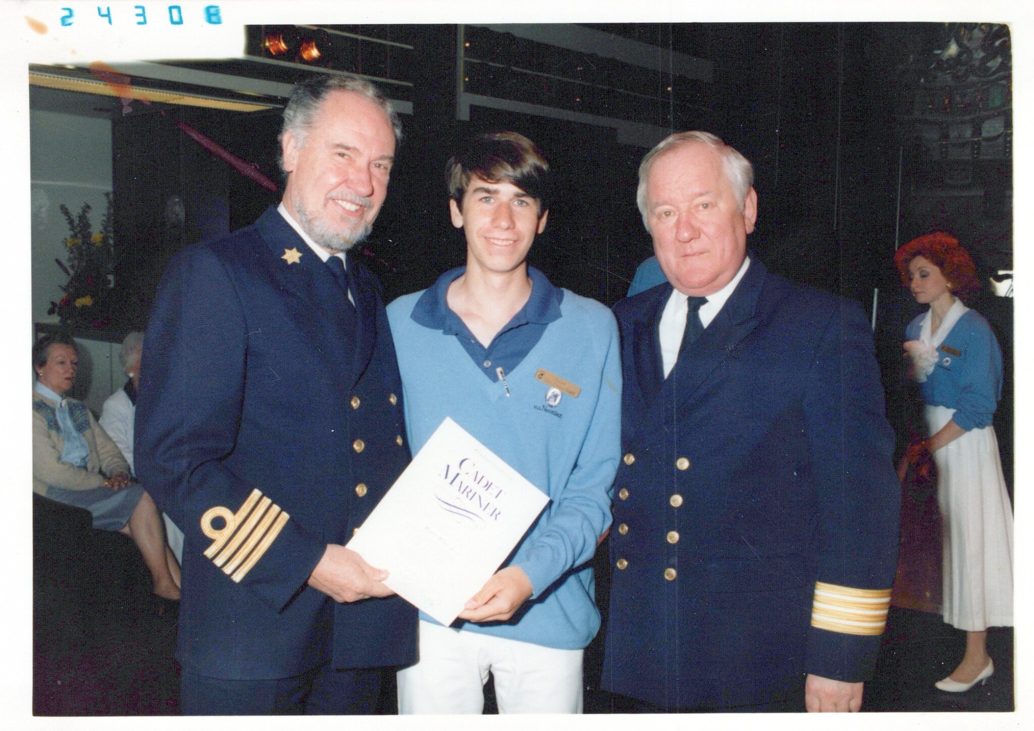 A young Steve with senior ship officers